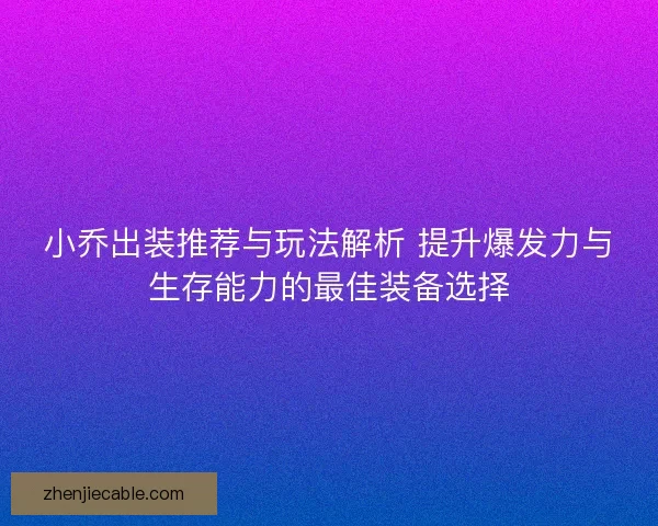 小乔出装推荐与玩法解析 提升爆发力与生存能力的最佳装备选择